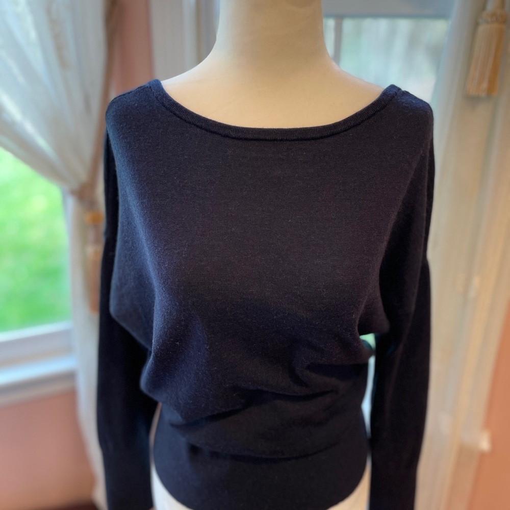 Reiss Merino Wool Off-Shoulder/Scoop back reversible sweater